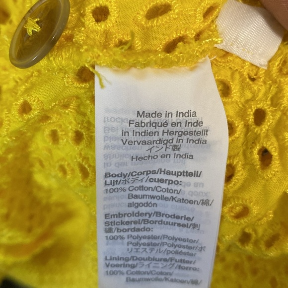 J Crew Yellow Embroidered Eyelet Lace Button Front Midi Sundress Sz 14 - Picture 13 of 13